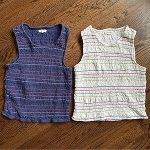 Madewell Smocked Cotton Tanks
